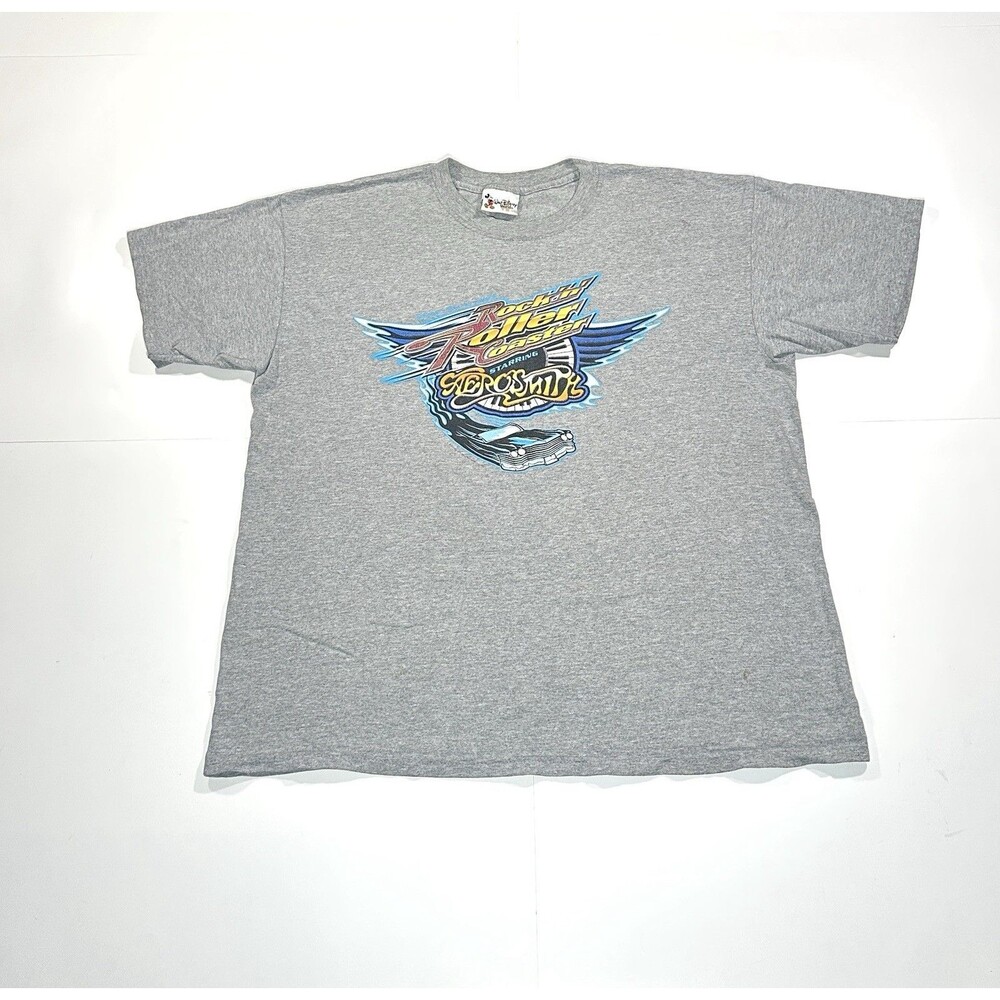 Vintage Disney Aerosmith T-Shirt Rock n Roller Coaster Mens Size XL Band Tee Y2K